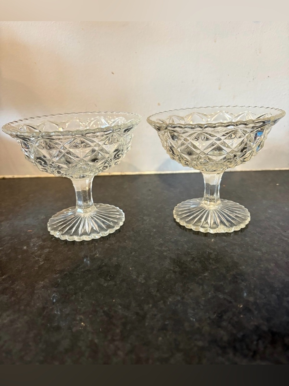 Vintage Anchor Hocking Wexford Footed Sherbet Dessert Dishes Set of 2